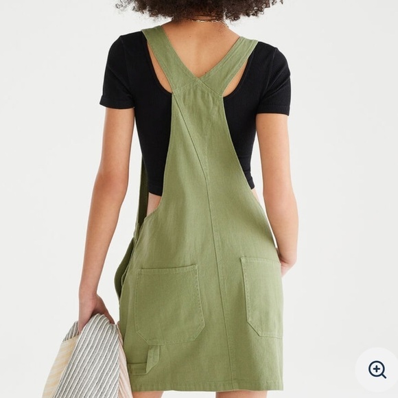 Aeropostale Solid Twill Skirtall Size L Bob Overall Carpenter Style Skirt Jumper - Picture 13 of 16